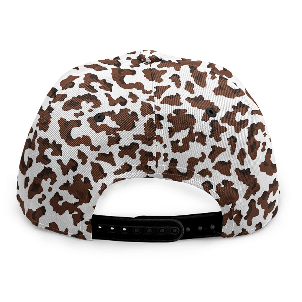 Brown And White Cow Pattern Print Snapback Cap
