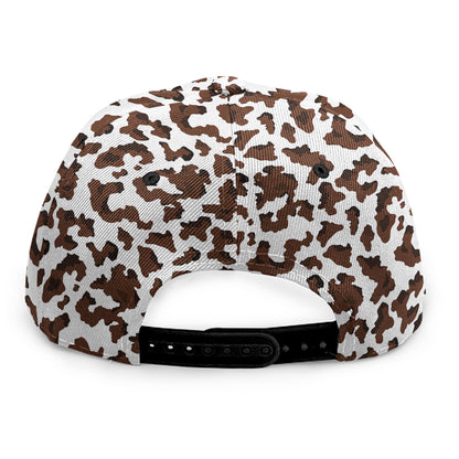 Brown And White Cow Pattern Print Snapback Cap