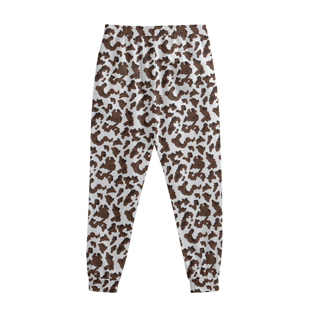 Brown And White Cow Pattern Print Sweatpants