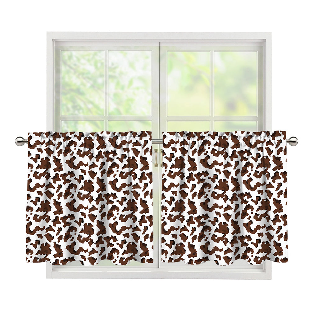 Brown And White Cow Pattern Print Tier Curtains