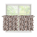 Brown And White Cow Pattern Print Tier Curtains