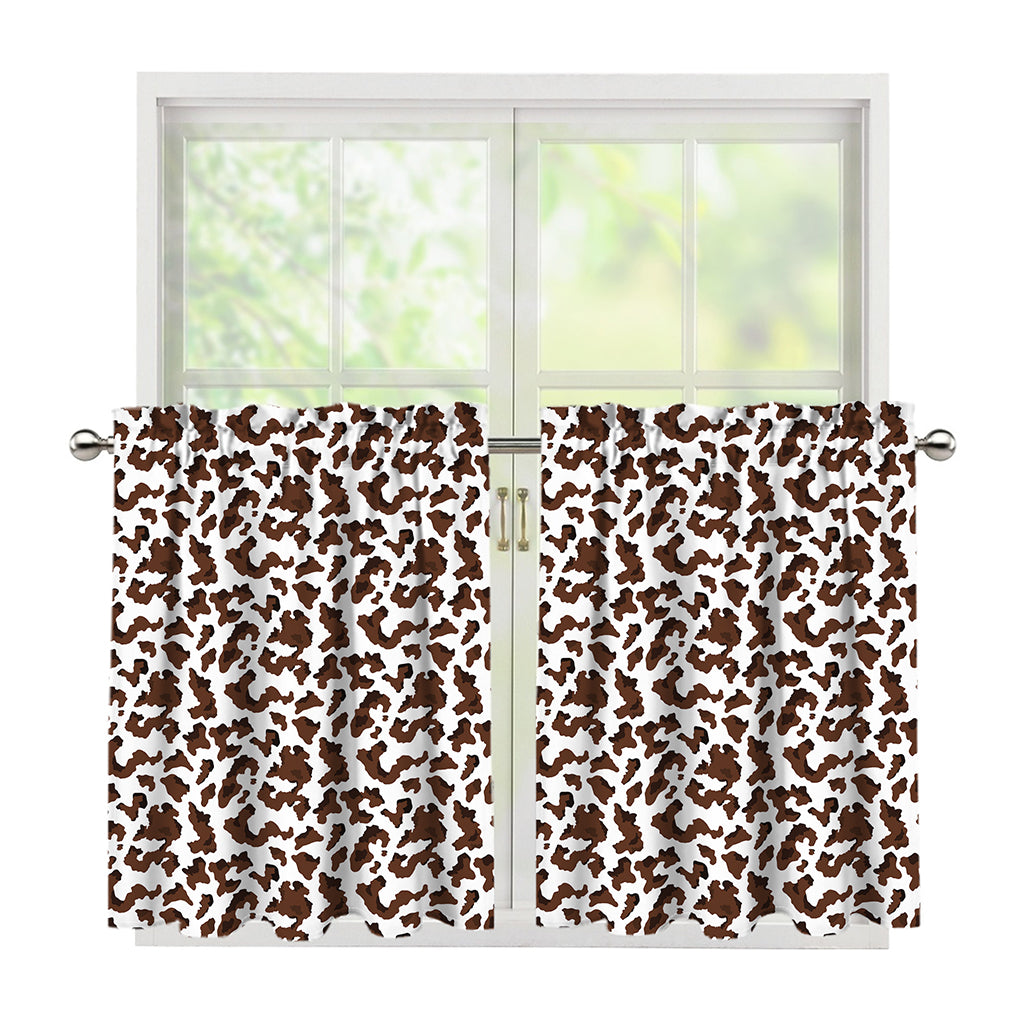 Brown And White Cow Pattern Print Tier Curtains