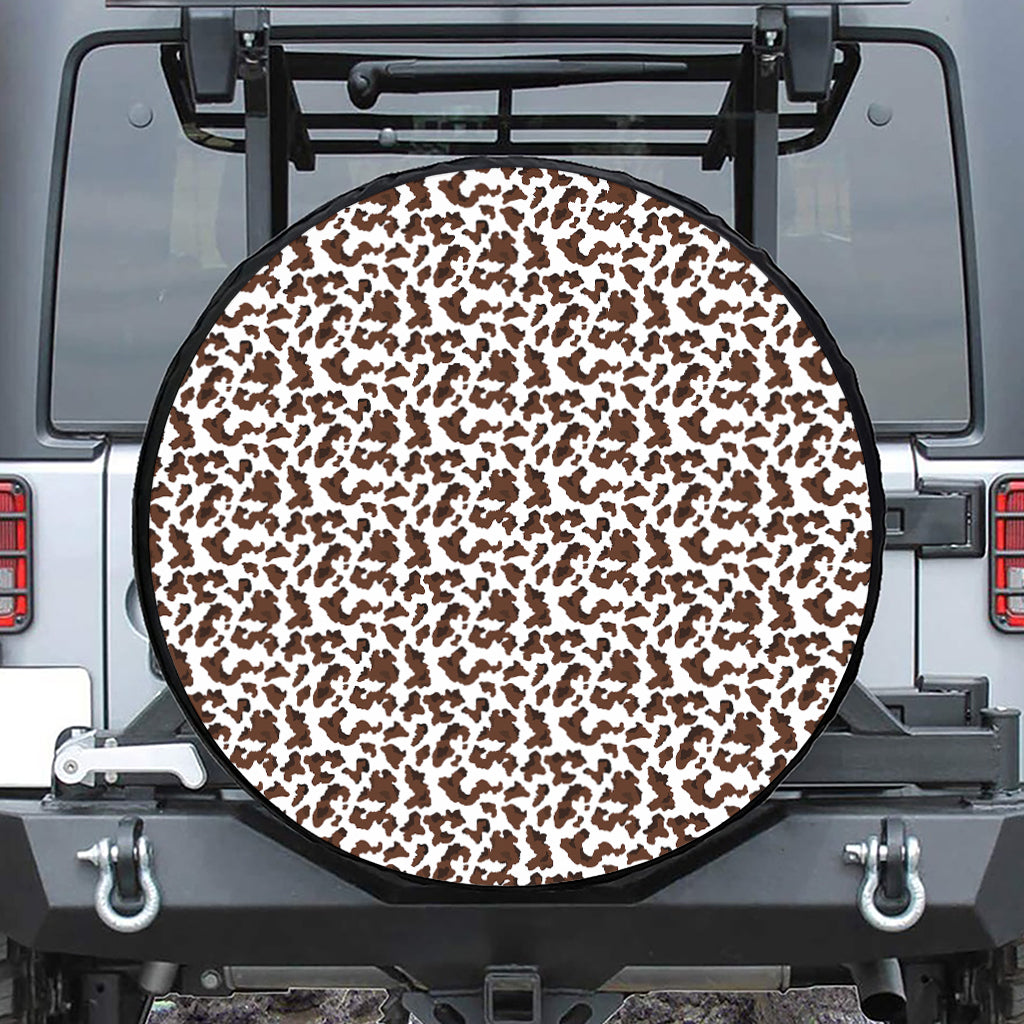 Brown And White Cow Pattern Print Tire Cover