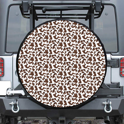 Brown And White Cow Pattern Print Tire Cover