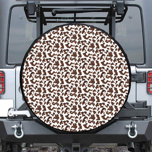 Brown And White Cow Pattern Print Tire Cover