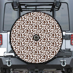 Brown And White Cow Pattern Print Tire Cover With Camera Hole