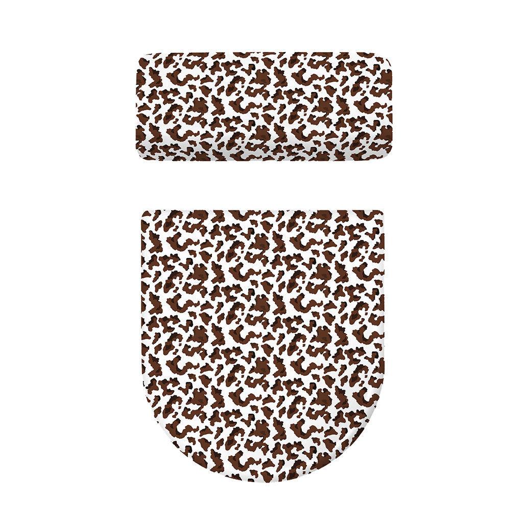 Brown And White Cow Pattern Print Toilet Lid And Tank Cover Set