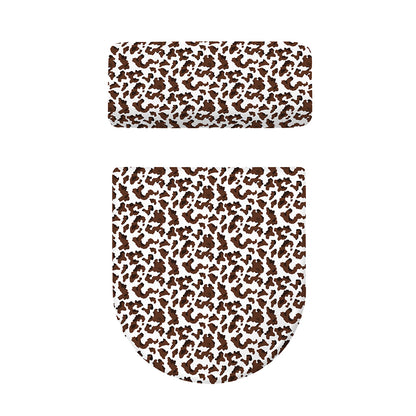 Brown And White Cow Pattern Print Toilet Lid And Tank Cover Set
