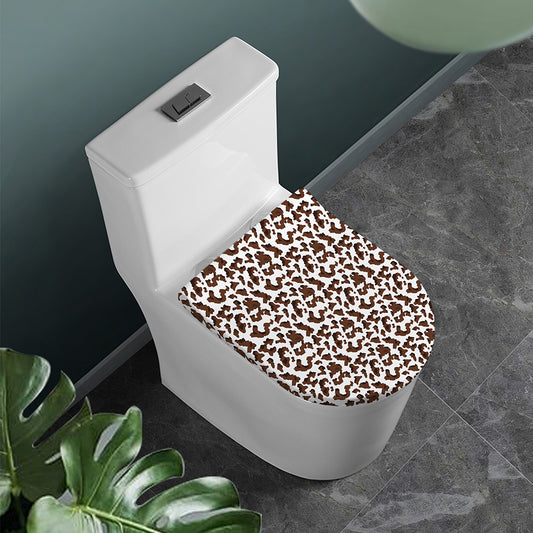 Brown And White Cow Pattern Print Toilet Lid Cover