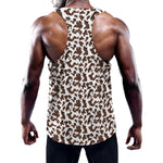 Brown And White Cow Pattern Print Training Tank Top