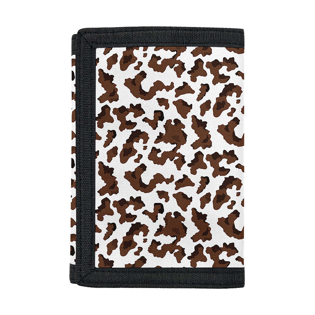 Brown And White Cow Pattern Print Trifold Wallet