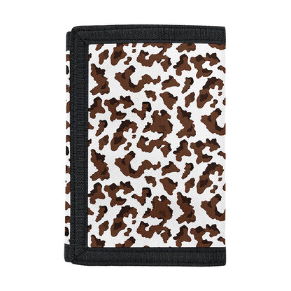 Brown And White Cow Pattern Print Trifold Wallet