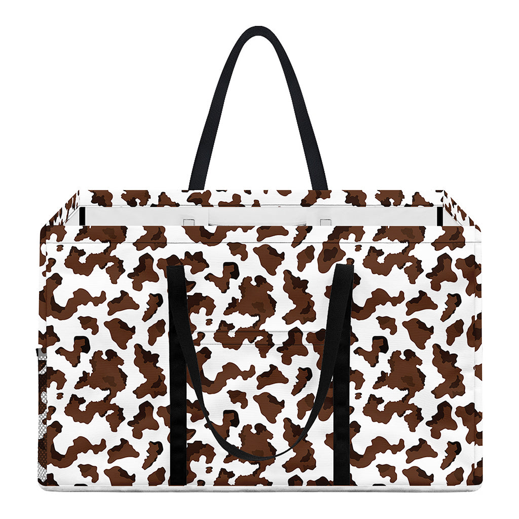 Brown And White Cow Pattern Print Utility Tote Bag