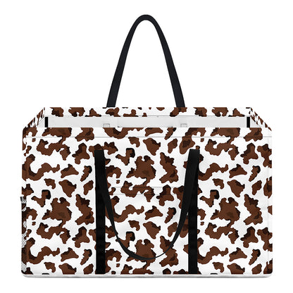 Brown And White Cow Pattern Print Utility Tote Bag
