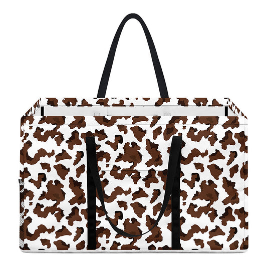Brown And White Cow Pattern Print Utility Tote Bag