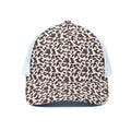 Brown And White Cow Pattern Print White Mesh Trucker Hat
