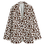 Brown And White Cow Pattern Print Women's Blazer