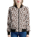 Brown And White Cow Pattern Print Women's Bomber Jacket