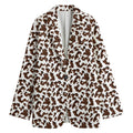 Brown And White Cow Pattern Print Women's Cotton Blazer