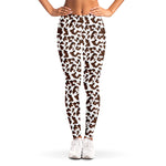 Brown And White Cow Pattern Print Women's Leggings