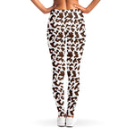 Brown And White Cow Pattern Print Women's Leggings