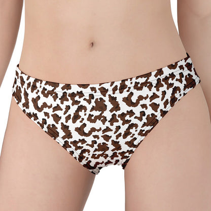 Brown And White Cow Pattern Print Women's Panties