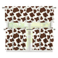 Brown And White Cow Print 3 Piece Kitchen Curtains