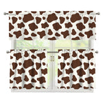 Brown And White Cow Print 3 Piece Kitchen Curtains