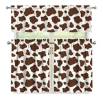 Brown And White Cow Print 3 Piece Kitchen Curtains