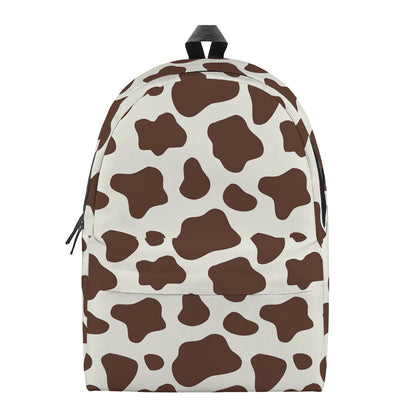 Brown And White Cow Print Backpack