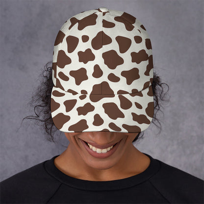 Brown And White Cow Print Baseball Cap