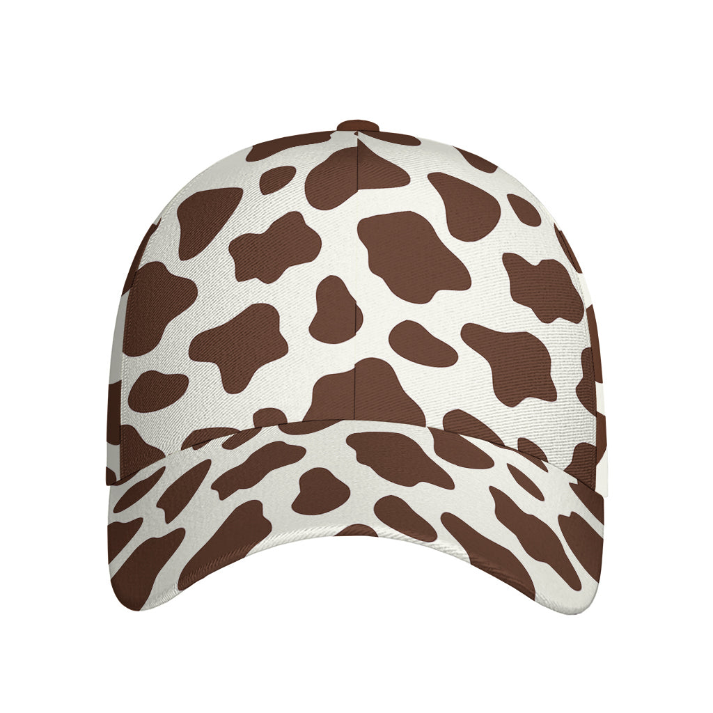 Brown And White Cow Print Baseball Cap