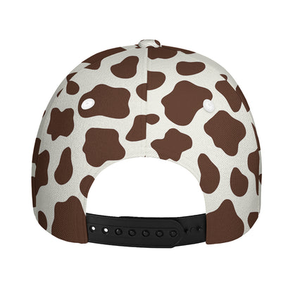 Brown And White Cow Print Baseball Cap