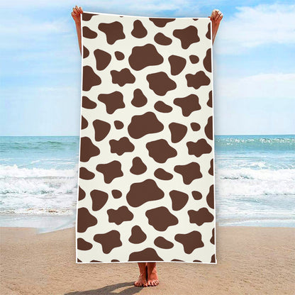 Brown And White Cow Print Beach Towel