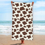 Brown And White Cow Print Beach Towel