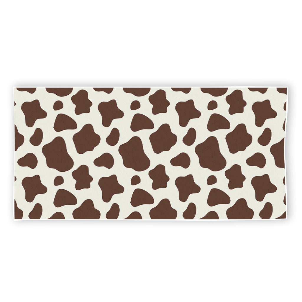 Brown And White Cow Print Beach Towel