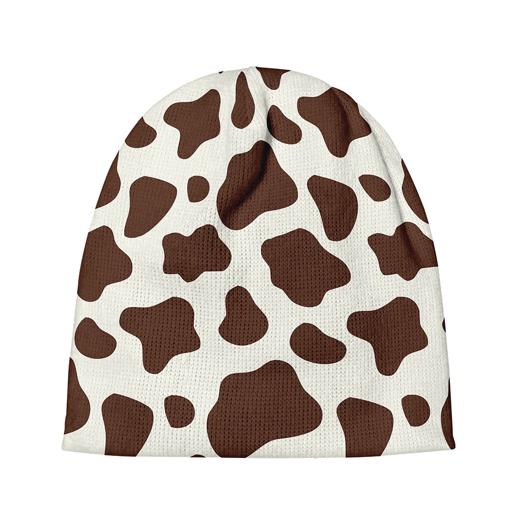 Brown And White Cow Print Beanie