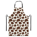Brown And White Cow Print Bib Apron With Pocket