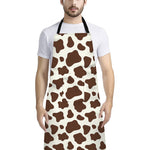 Brown And White Cow Print Bib Apron With Pocket
