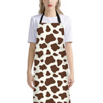 Brown And White Cow Print Bib Apron With Pocket