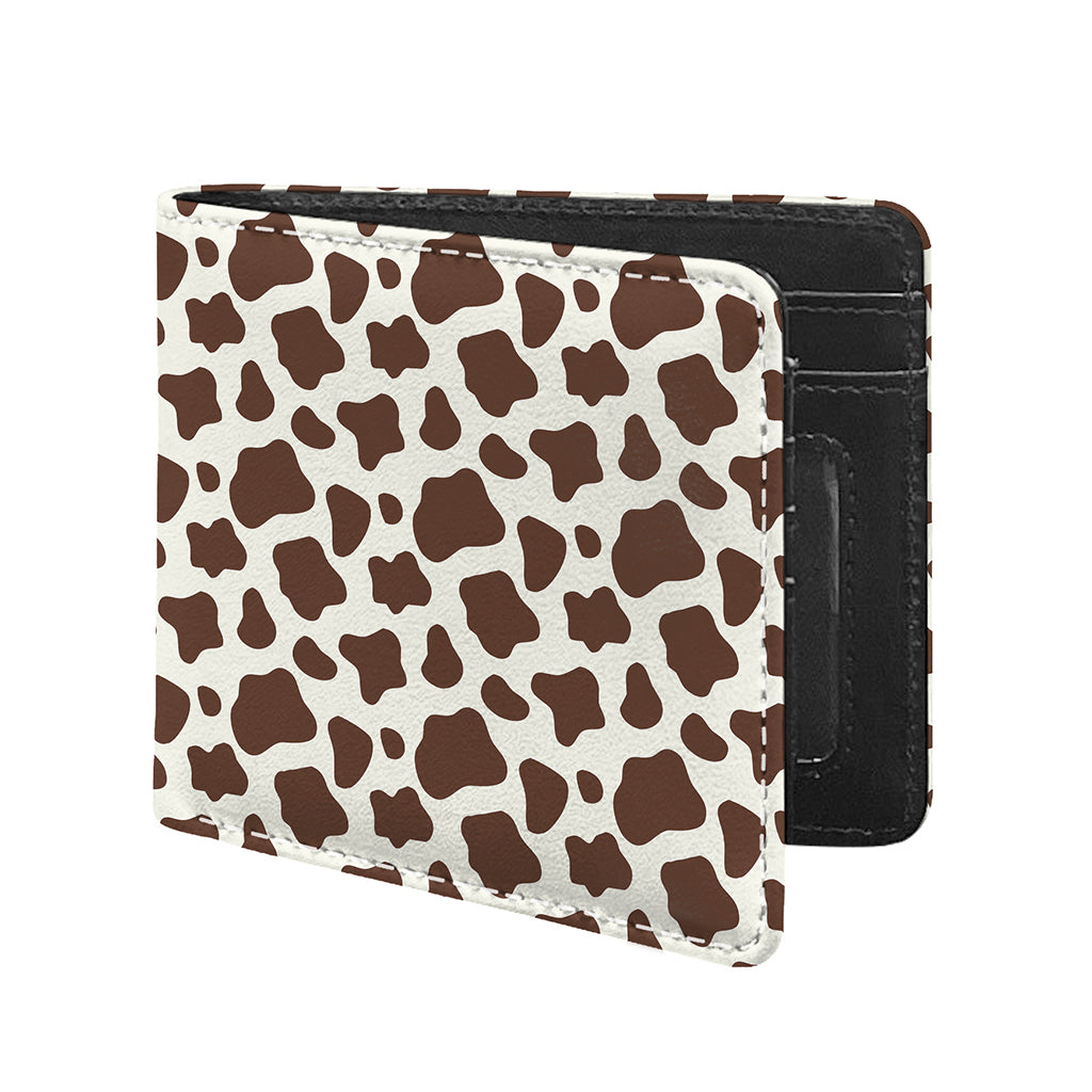 Brown And White Cow Print Bifold Wallet