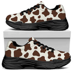 Brown And White Cow Print Black Chunky Shoes