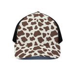 Brown And White Cow Print Black Mesh Trucker Cap