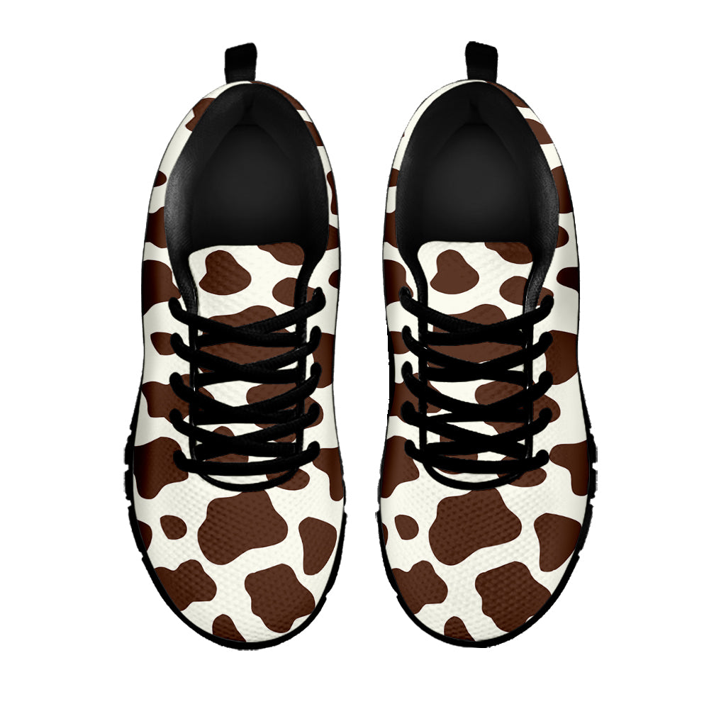 Brown And White Cow Print Black Running Shoes