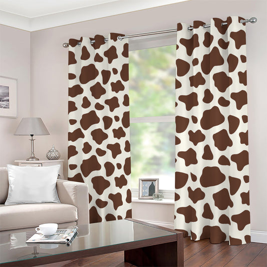 Brown And White Cow Print Blackout Grommet Curtains