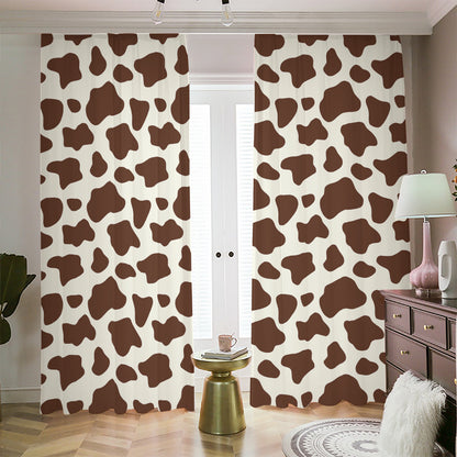 Brown And White Cow Print Blackout Pencil Pleat Curtains