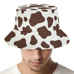 Brown And White Cow Print Bucket Hat