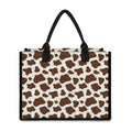 Brown And White Cow Print Canvas Tote Bag
