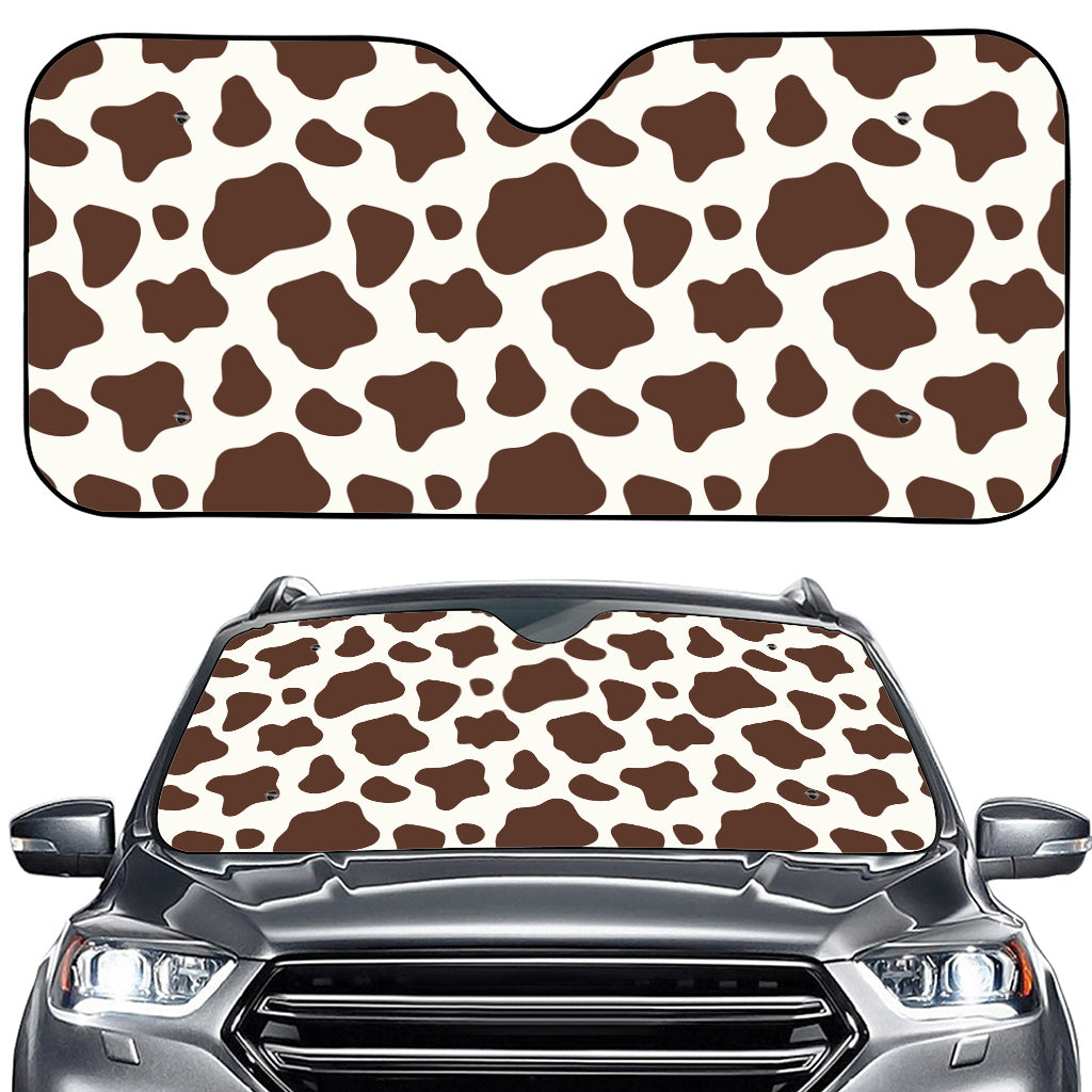 Brown And White Cow Print Car Windshield Sun Shade