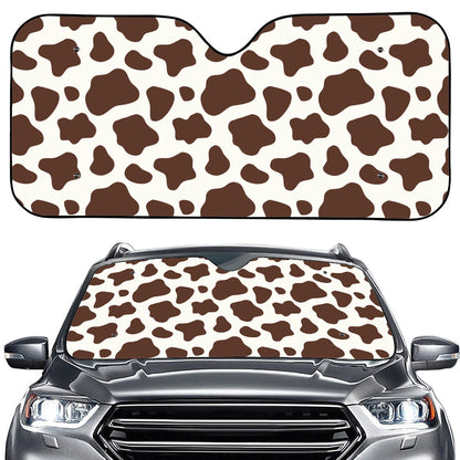 Brown And White Cow Print Car Windshield Sun Shade